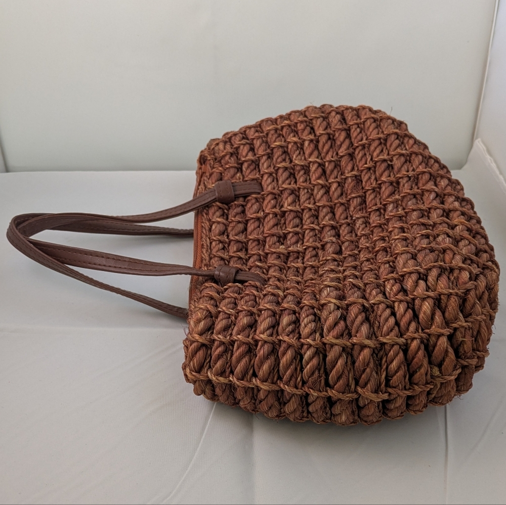 Dark Brown Raffia Purse Handbag Made in the Philippines - Picture 9 of 16